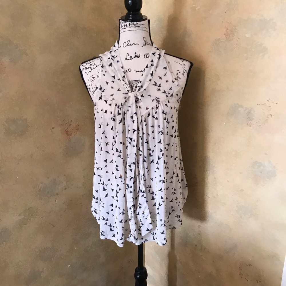 Bird Print Sheer Top